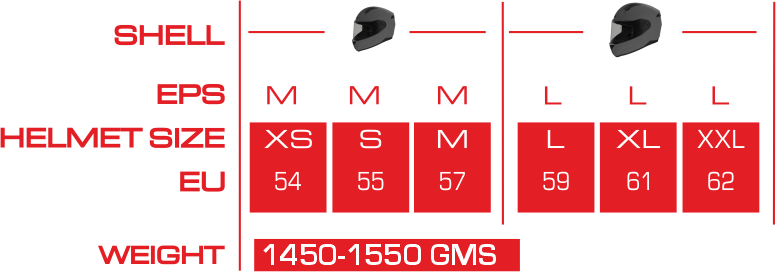 BIONIC ADULT KORE-Size-Chart